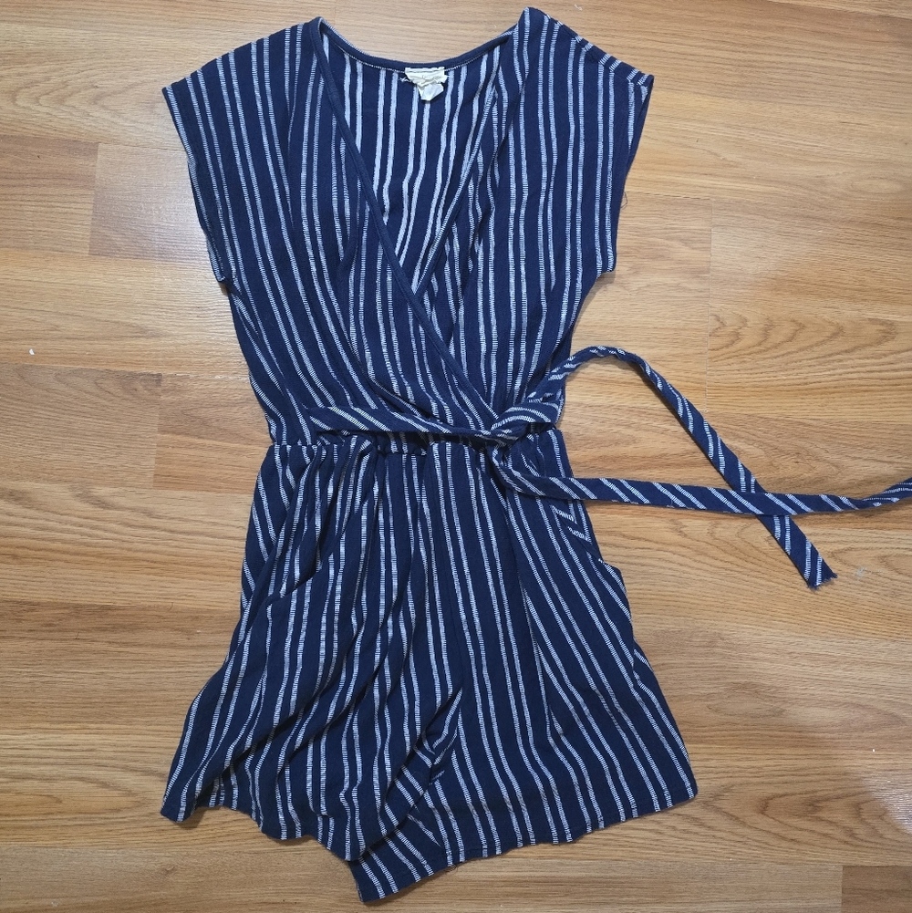 Caution To The Wind Blue/White Stripped Romper